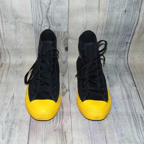 CONVERSE Chuck Taylor All Star High Black/Amarillo Smiley Face Sneakers Womens 9 - Picture 4 of 7
